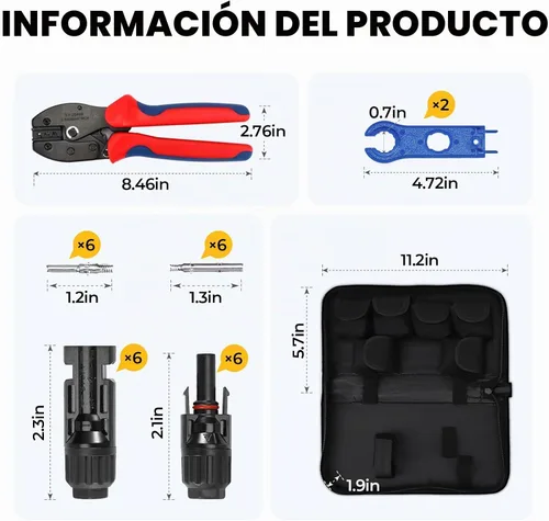 Vista 5 de BougeRV Kit de herramientas de crimpadora solar - Engarzadora, 6 pares