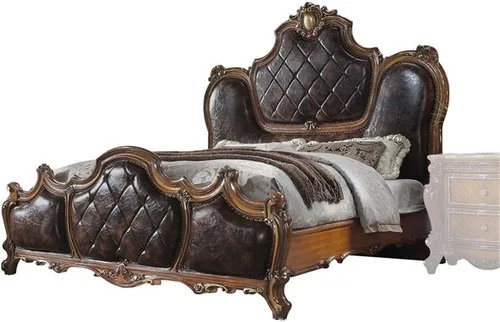 Vista 6 de Acme Cama Queen Picardy en PU y roble cereza