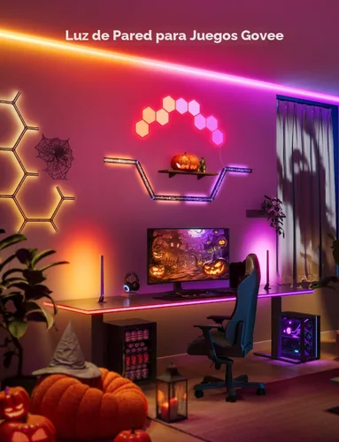 Vista 3 de Paneles de luz Govee Glide Hexa, luces de pared LED hexagonales RGBIC, luces de pared creativas Wi-Fi para el hogar inteligente con sincronización