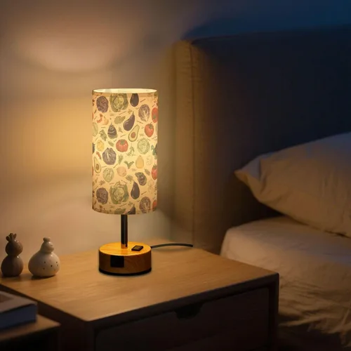 Vista 8 de Vegetable Retro Dimmable Bedside Touch Lamps with Charging Ports for Living Room Bedroom Nightstand Office Desk, Light Bulb Included