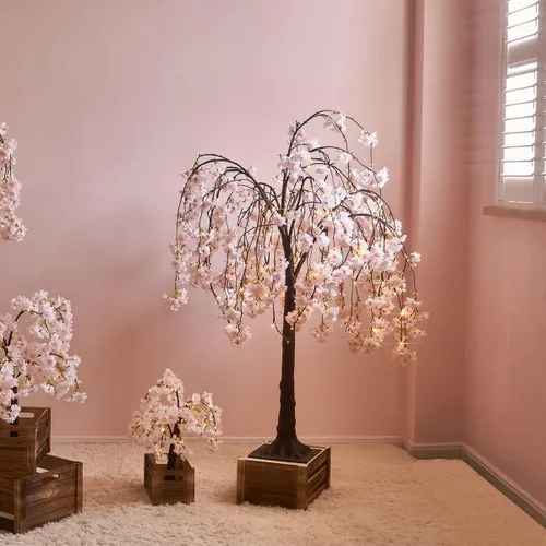 Vista 7 de Fudios Árbol de flor de cerezo rosa con luces de 4 pies, 180 luces LED de hadas, árbol espiritual de flores artificiales iluminadas para decoración