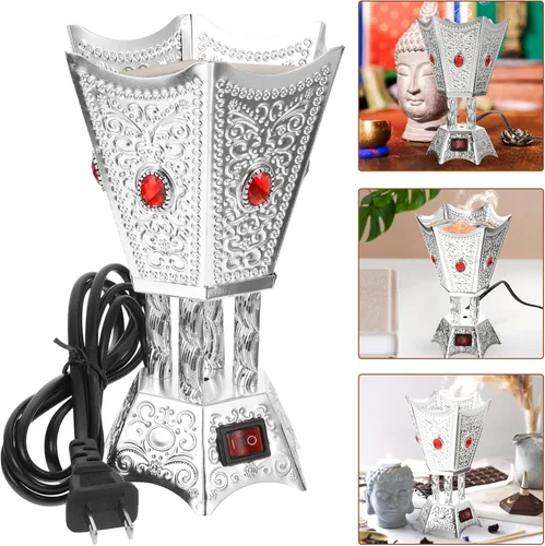 Vista 7 de Balacoo Quemador de incienso eléctrico, quemador de incienso, quemador de incienso para conos de incienso, cera derretida y aceite, quemador