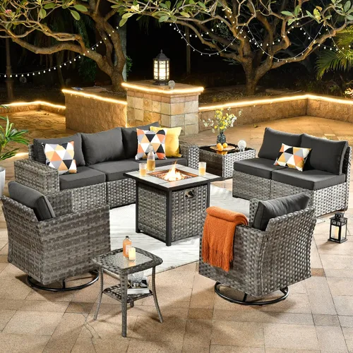 Vista 39 de HOOOWOOO Outdoor Patio Sectional Furniture Sofa Set with Widened Armrest,6 Piece Small Modern Wicker Couch,Modular L Shaped Conversation Seating Set