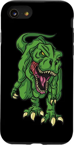 Vista 18 de iPhone 16 Green Dinosaur Illustration For Kids Cartoon Dino Case