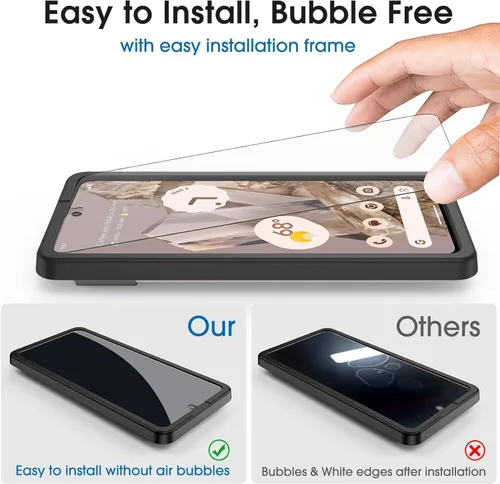 Vista 5 de amFilm - Protector de pantalla para Google Pixel 8 Pro (vidrio templado, 3+1 unidades) Ultrasonic Fingerprint Compatible, with Easy Installation