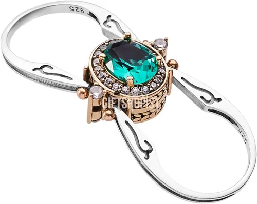 Vista 4 de Elegant Reversible 925 Sterling Silver Ring for Women Jewelry - Handcrafted in Turkey, Featuring Oval Cut Paraiba Tourmaline and Topaz 925 Sterling