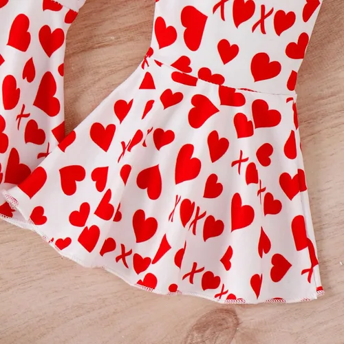 Vista 4 de TBUIALL Toddler Girl Halloween Clothes Set Toddler Girls Valentine's Day Long Sleeve Letter Romper Bodysuits 3 Month Old
