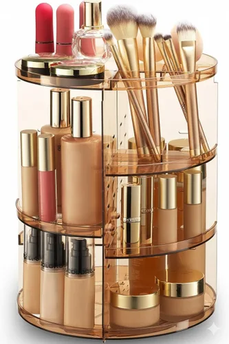 Vista 16 de Organizador de maquillaje giratorio de 360 grados – Altura ajustable y totalmente giratorio. El organizador de cosméticos perfecto para el tocador
