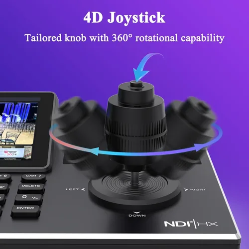 Vista 4 de KATOVJJTS PTZ Camera Controller with 5.5" LCD Screen Preview, 4K UHD Input/Output Supported, 4D Joystick IP NDI Camera Controller for Worship Church