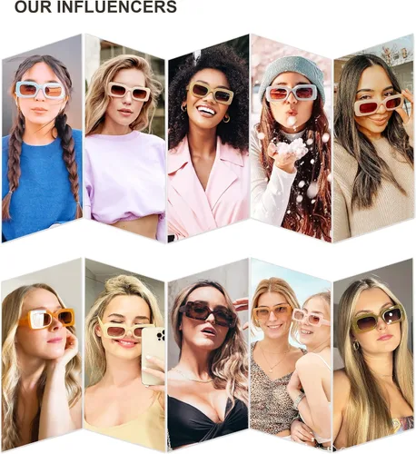 Vista 2 de SOJOS Retro 90s Small Nude Rectangle Sunglasses Womens Mens Trendy Chunky Glasses