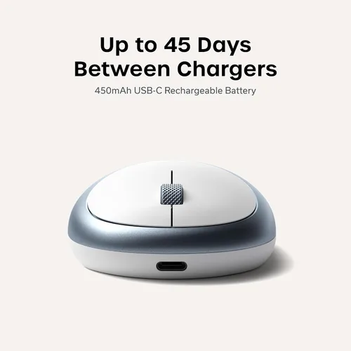 Vista 4 de Satechi M1 - Mouse inalámbrico Bluetooth, recargable USB-C, compacto y portátil, para MacBook Air/Pro M5/M4, iPad Air/Pro M5/M4/M3, iPad mini, Mac
