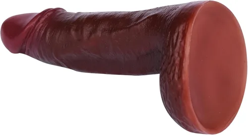 Vista 4 de Consolador realista de silicona suave de 7.2 pulgadas con ventosa fuerte, consolador anal de punto G marrón oscuro realista de gran
