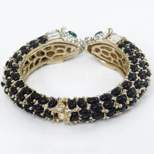 Vista 4 de EVER FAITH Cristal austriaco adorable besos leopardo animal pulsera oro