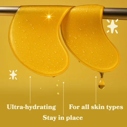 Vista 3 de LE GUSHE Parches de oro para debajo de los ojos para ojos hinchados y ojeras (20 pares) - Mascarillas de colágeno hidratantes para debajo