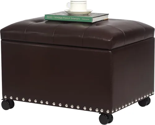 Vista 8 de Joveco Otomana rectangular de 24" con almacenamiento para sala de estar, banco tapizado con asiento y reposapiés con tapa abatible, reposapiés