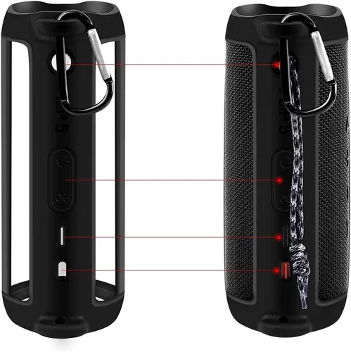 Vista 3 de Comecase Funda de silicona para altavoz Bluetooth portátil impermeable JBL Negro