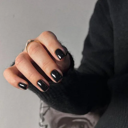 Vista 30 de Uñas postizas a presión con punta francesa negra, uñas cortas de almendra, uñas con pegamento para mujer, uñas acrílicas francesas de gel, uñas
