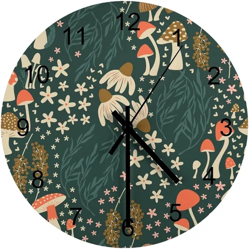Vista 26 de Reloj de Pared de Flores Silencioso Sin Tictac Operado por Batería, Caricatura de los 70s Linda Flor Abstracta Pastel Margarita Reloj Floral