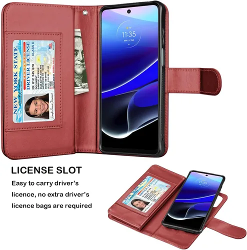 Vista 3 de Njjex Funda tipo cartera para Motorola Moto G Stylus 2022 5G, para Moto G Stylus 2022 5G, [9 ranuras para tarjetas] Funda de piel sintética