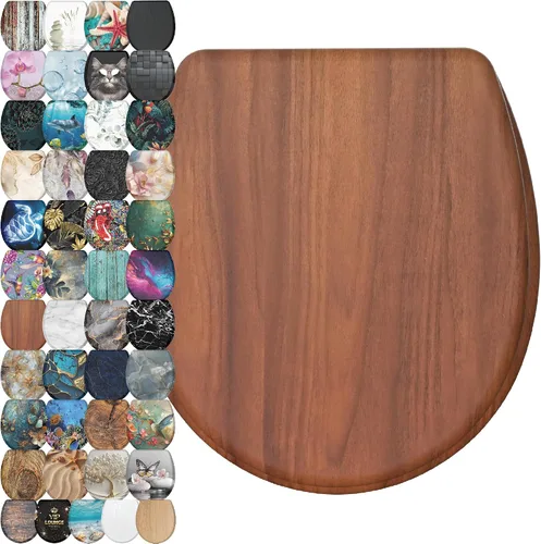 Vista 40 de Sanilo Asiento de inodoro de madera con liberación rápida y cierre suave [redondo] - Asiento de madera moldeada de cierre lento - Con un solo clic
