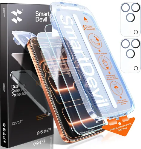 Vista 10 de SMARTDEVIL Protector de pantalla de privacidad para iPhone 17 Pro con protector de lente de cámara, vidrio templado inastillable