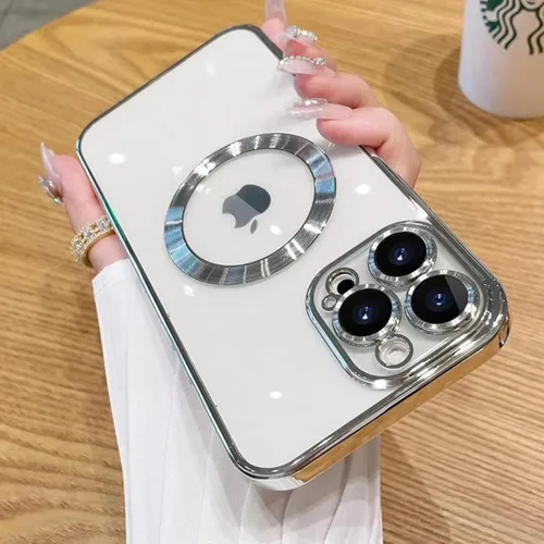 Vista 9 de aowner Funda magnética transparente para iPhone 11 Pro Max con protector de lente de cámara, compatible con MagSafe, no se amarillea, ajuste