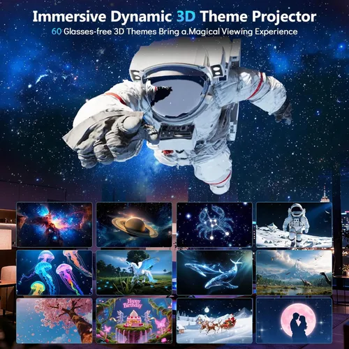 Vista 2 de Rossetta Proyector de galaxia 3D, proyector de planetario focal ajustable de 60 escenas con altavoz Bluetooth, temporizador y control remoto