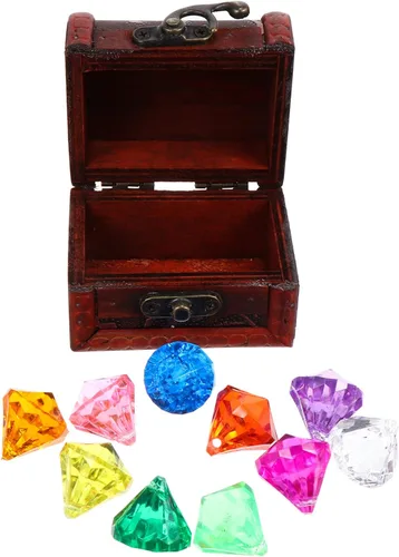 Vista 3 de balacoo 1 juego de mini cofres del tesoro pirata, caja de almacenamiento de joyas pirata vintage con cerradura y joyas, manualidades para niños