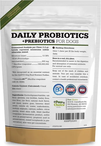 Vista 6 de Paw Choice Probióticos para perros con prebióticos – Masticables diarios para la salud intestinal, la digestión, la regularidad y el apoyo