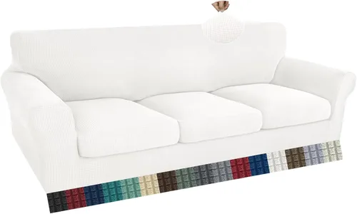 Vista 83 de ZNSAYOTX 2 fundas para sillas con brazos para sala de estar, súper suave, con funda de cojín de asiento, gruesa, duradera, mezcla de elastano, alta