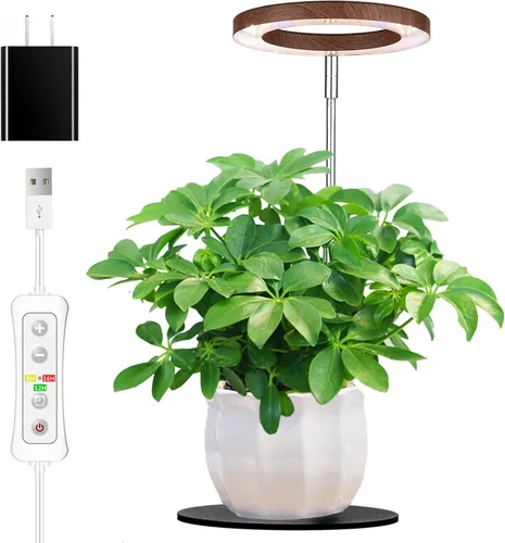 Vista 13 de yadoker 72 LEDs Luz de cultivo de plantas para plantas de interior, Luz de escritorio de aluminio con grano de madera de nogal LED, Altura