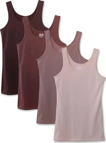Vista 11 de Kalon Paquete de 4 camisetas sin mangas con cuello redondo para mujer