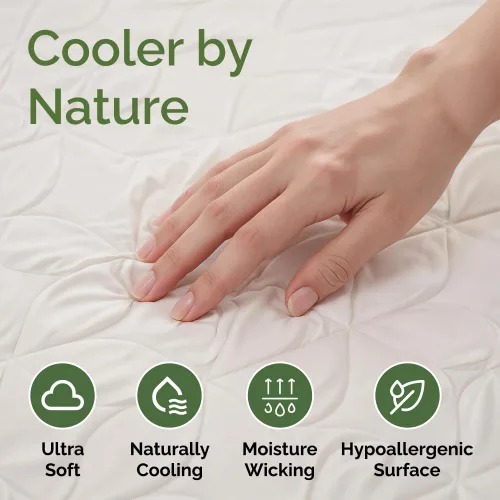 Vista 4 de Protector de colchón refrescante impermeable – Funda de colchón tamaño individual – Viscosa hecha de bambú – Suave, transpirable, silencioso