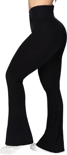 Vista 4 de Sunzel Leggings acampanados, pantalones de yoga cruzados con control de abdomen, cintura alta y pierna ancha