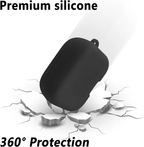Vista 2 de Geiomoo Funda de silicona compatible con Skullcandy Grind Fuel, funda protectora con mosquetón (negro)
