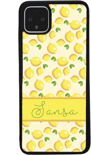 Vista 3 de Lemon Lover - Funda de goma negra con inicial personalizada compatible con Google Pixel 10, 10 Pro, 10 Pro XL, 9a, 9 Pro, Pixel 9, Pixel 9 Pro XL