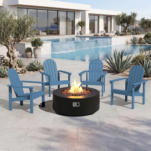 Vista 17 de SERWALL Silla Adirondack moderna apilable, silla de patio al aire libre de HDPE con diseño que ahorra espacio, silla para hoguera para todo