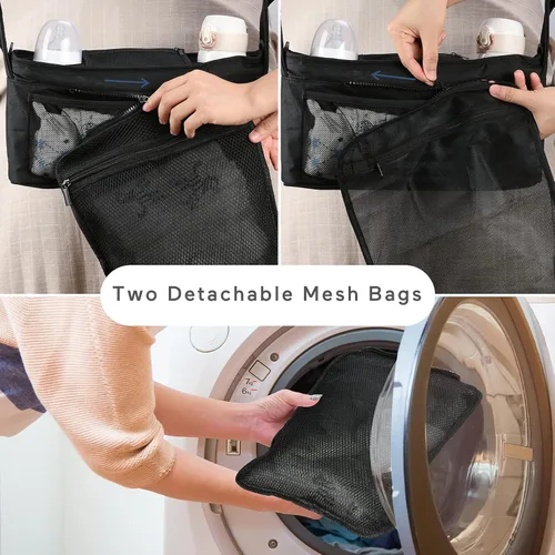 Vista 5 de Momcozy Organizador universal antideslizante para cochecito Portavasos aislado Bolsa desmontable para teléfono y correa de hombro Compatible