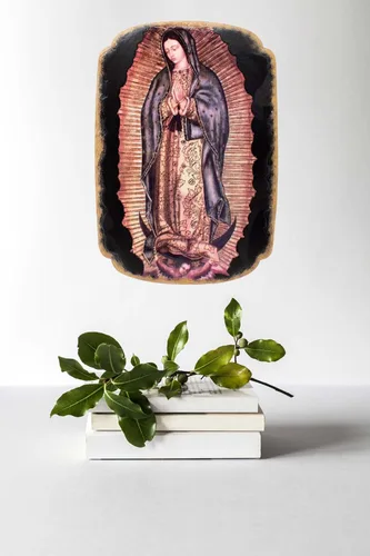 Vista 4 de mrcjsales: Placa Nuestra Señora de Guadalupe Pregamino Artesanía en resina Símbolo cultural único marco religioso cuadro virgen de guadalupe