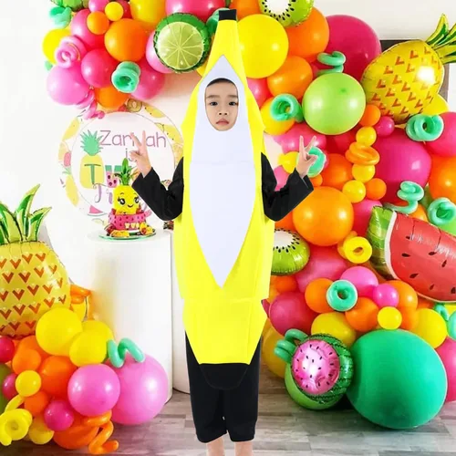 Vista 7 de Disfraz de plátano para niños y niñas, lindo disfraz de Halloween de frutas