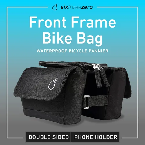 Vista 2 de sixthreezero Bolsa de bicicleta de montaje en marco, bolsa universal impermeable para bicicleta, bolsas de almacenamiento de carga de doble cara