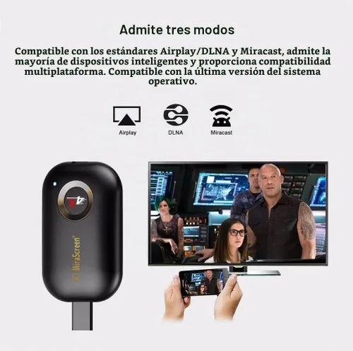 Vista 2 de SmartSee Receptor de pantalla inalámbrico HD 5G WiFi 4K 1080P Adaptador de espejo fundido para iPhone Mac iOS Android a TV proyector compatible