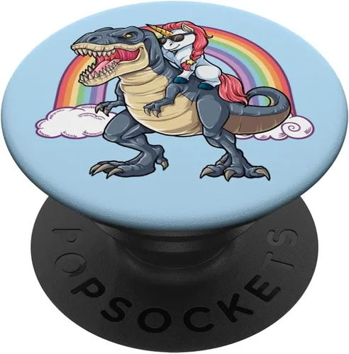 Vista 6 de Lindo unicornio equitación dinosaurio bebé azul T rex Squad Rainbow PopSockets PopGrip: agarre intercambiable para teléfonos y tabletas PopSockets