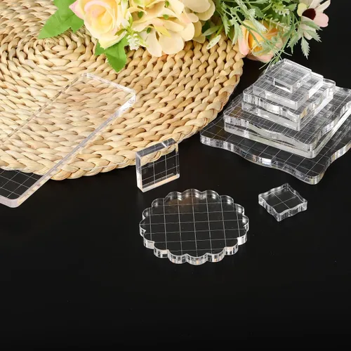 Vista 7 de PATIKIL Bloque de sello acrílico de 2 x 2 pulgadas, bloque de estampado transparente con líneas de cuadrícula, bloques de montaje decorativos