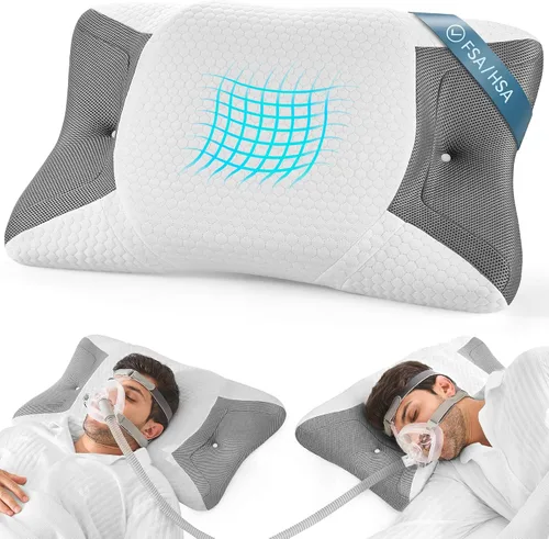 Vista 13 de Elviros HSA/FSA CPAP Almohada para dormir de lado, almohada ajustable para la apnea del sueño Gris oscuro