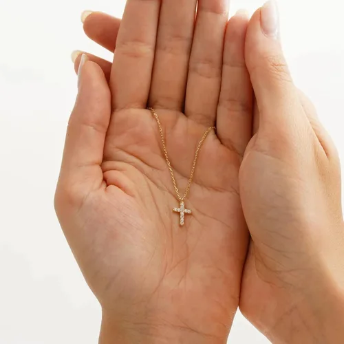 Vista 7 de Fesciory Cross Necklace for Women, 14K Gold Plated Cross Pendant Dainty Layered Chain Necklace Jewelry Gifts