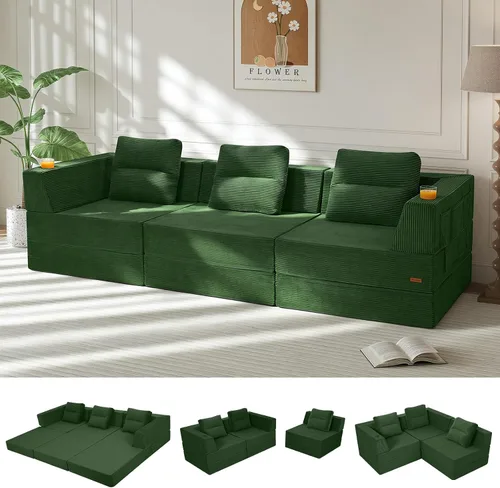 Vista 12 de COMAX Sofá cama futón, sofá cama convertible 4 en 1, sofás deshuesados para sala de estar, sofá biplaza plegable pequeño plegable que ahorra Gris