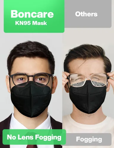 Vista 6 de Boncare Mascarillas KN95, mascarillas KN95 negras, paquete de 60, 5 capas