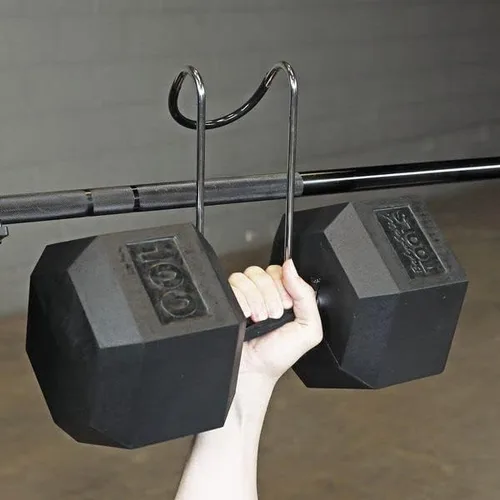 Vista 5 de Body-Solid Tools (BSTDH) - Ganchos para fijar y colgar mancuernas a mancuernas (negro medianoche)