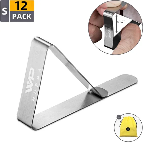 Vista 6 de Paquete de 12 clips para mantel – Clips de mantel para mesas al aire libre, soportes de acero inoxidable resistentes Paquete de 12 unidades S